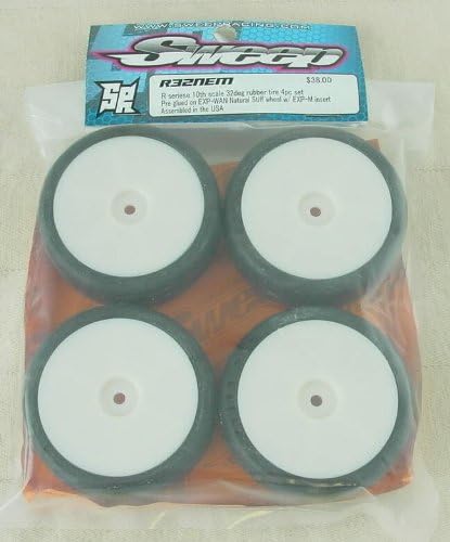 Sweep Racing 32R Mounted 1/10th Scale Touring Car Tires (White Stiff Wheels/Medium Inserts) SWPR32NEM