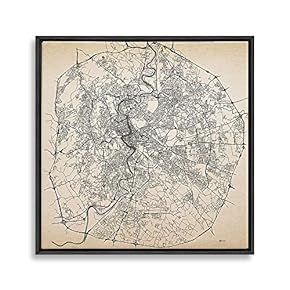 Framed Canvas Wall Art Map Canvas Prints Home Artwork Decoration for Living Room,Bedroom - 16x16 inches