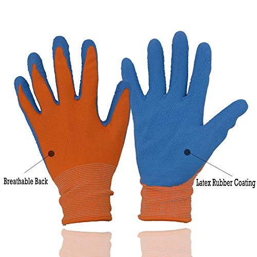 HANDLANDY Kids Gardening Gripper Gloves for age 313, 2 Pairs Foam