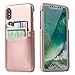 iPhone X Leather Card Case - SOWOKO iPhone X Wallet Case Slim, Credit Card Slots ID Holder Protective Phone Cover for Apple iPhone X 5.8 inch (Rose Gold)