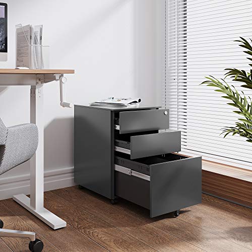 DEVAISE Locking File 3 Drawer Rolling Pedestal Under Desk