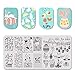 BEAUTYBIGBANG 4Pcs Nail Stamping Plate Holiday Theme - Easter Holloween Animal Image Plates Nail Art Design Stamp Kit Manicure Template set