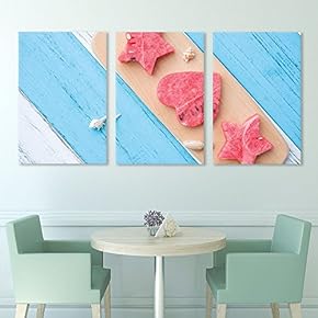 3 Panel Canvas Wall Art - Heart and Star Shaped Watermelon Slice on Rustic Wood Board - Giclee Print Gallery Wrap Modern Home Art Ready to Hang - 16"x24" x 3 Panels