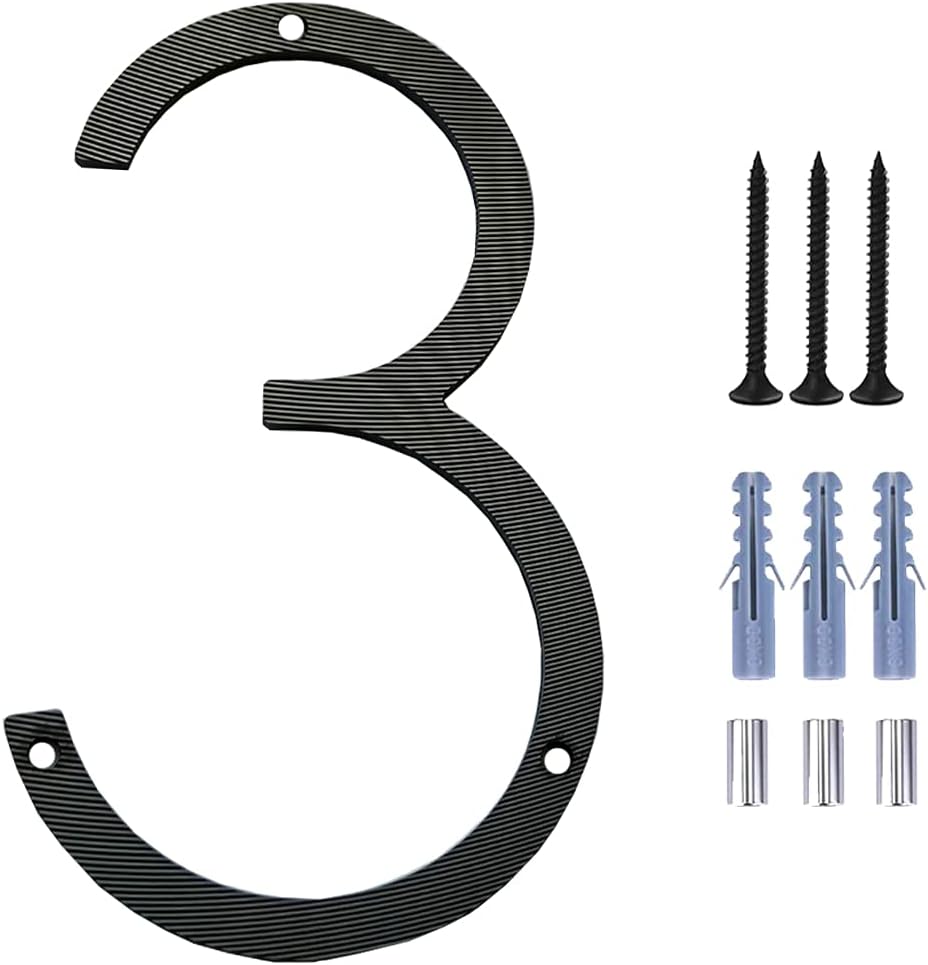 Address Signs - 6’’ Floating House Number Modern House Numbers- Aluminum alloy Home Address Number with Exquisite Drawing Process-black-Number 3