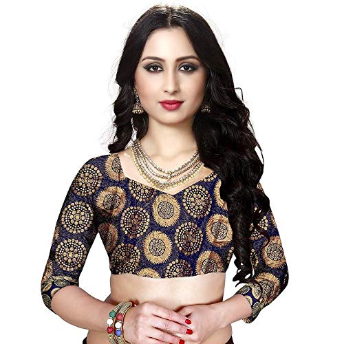 dreamlady womens chiffon georgette blue saree with blouse
