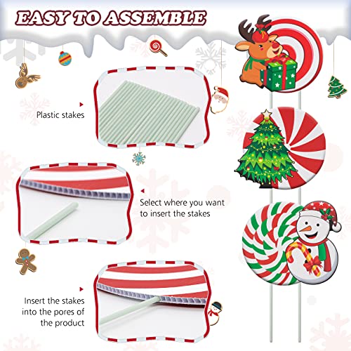 12 PCS Christmas Decorations Outdoor Yard Signs, Candy Xmas Holiday Lawn Garden Decorations,Waterproof Double Side Print for Pathway Walkway Holiday Decor (Style1)