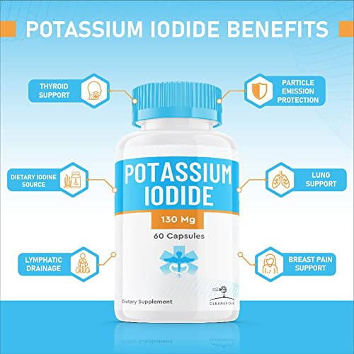 (5 Pack) Potassium Iodide Tablets Pills 130 mg, Potassium Iodine