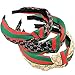 Domoki Designer Red Green Stripe Headbands - 3 Pack Fashion Bow Knot CC Letter Print Hair Hoops for Women - Retro Wide Cross Knot Hairbands with Silk Cloth Wrapped for Girls