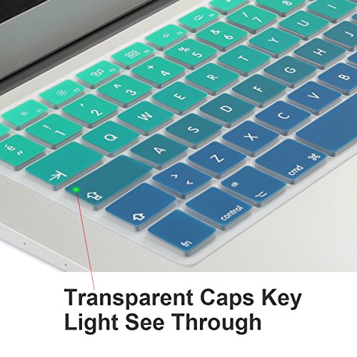 Batianda Spanish ESP New Ombre Color Keyboard Cover Protector Waterproof Silicone Skin for MacBook Air 13" Mac Pro 13" 15" 17" (with or without Retina Display) (Green Gradient)