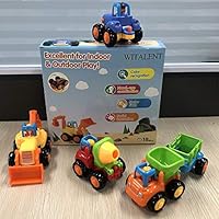 WITALENT Inertia Toy Early Educational Toddler Baby Toy Friction Powered Cars Push and Go Cars Tractor Bulldozer Dumper Cement Mixer Engineering Vehicles Toys for Children