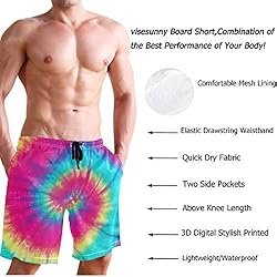 visesunny Tie Dye Colorful Rainbow Print Men's