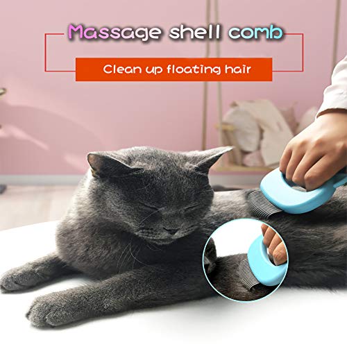 Leos Paw Pet Cat Hair Removal Massaging Shell Comb Comfy Deshedding Brush for Grooming and Shedding Short Hair Dog Hair Remover Massage Comb Slicker Hair Removal Cleaning Undercoat Brush Tool (Green)