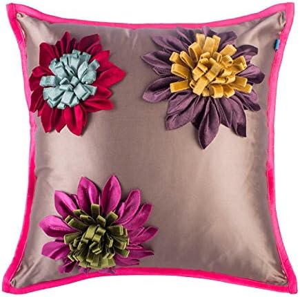Cute Square Fun Floral Shabby Chic Spring Throw Pillow Cushion Cover, Light Pink, Colorful, 18 x 18
