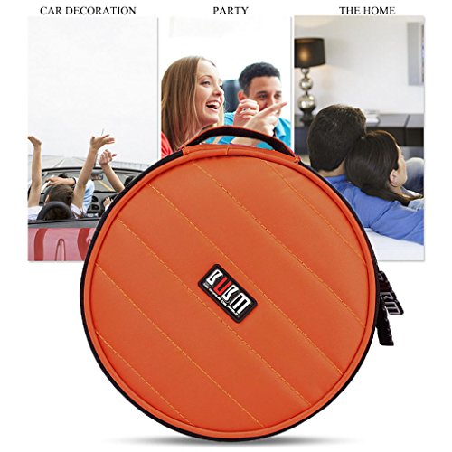 0721H BUBM Portable Round 32 CD Disc Storage Case Bag Heavy Duty CD/DVD Wallet for Car, Home, Office and Travel (Orange)
