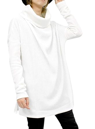 Amazon タートルネック ニット メンズ ロング丈 ドレープ ビッグ