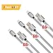 Lightning cable, 3-Pack(6.6ft) Durable and Fast Charging (Dual Layer Protection), for iPhone 7/7 plus/6/6plus/6s/6splus/5/5s/5c/SE, iPad 2 3 4 Mini Air Pro, iPod -White