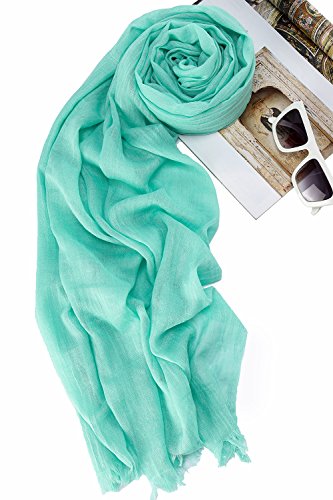 Premium Women Extreme Soft Scarf Wrap Shawl For Any Season, Super Size, Rich Color Choice (Aqua) - Thumbnail 4