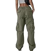 EMMIOL Cargo Pants for Women High Waisted with Pockets Y2K Streetwear Casual Tactical Travel Pants