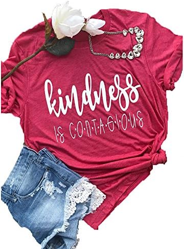 Enmeng Womens Kindness is Contagious T Shirt Tops