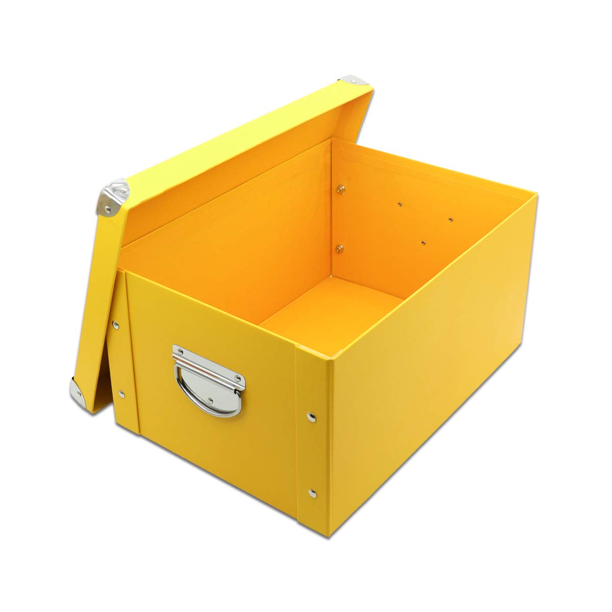 GUOZI Collapsible Storage Box, Decorative Memory Box with Lid & Metal Reinforced Corners, Cardboard File Box with Handles, Organizer Gift Box for Keepsake Toy Photos Office Nursery Wardrobe Bookshelf