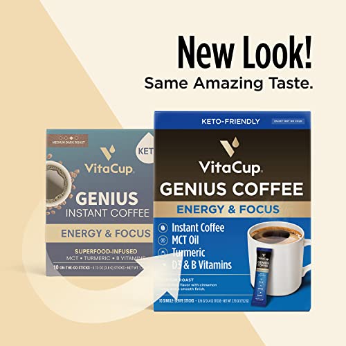 VitaCup Genius Instant Coffee Packets, Increase Energy & Focus, Keto