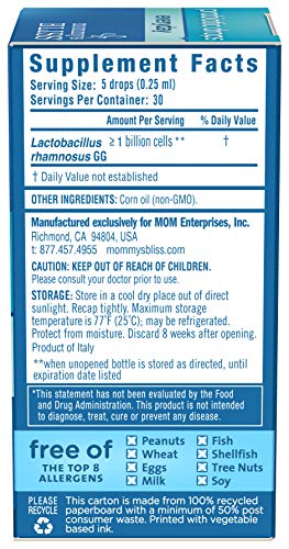 Mommy's Bliss Baby Probiotic Drops Everyday - Gas, Constipation, Colic Symptom Relief - Newborns & Up - Natural, Flavorless, 0.34 Fl Oz - Thumbnail 4