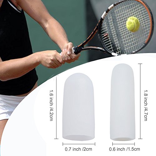 Sumifun Silicone Finger Cots- Gel Finger Protector Support for Arthritis Basketball Mallet Finger Trigger (1 Pairs Short+ 4 Pairs Long, White) - Thumbnail 2
