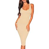 Women's Sexy Bodycon Tank Dresses Sleeveless Ribbed Knit Midi Club Dresses