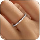 UTISUVIKO Eternity Band Ring for Women S925 Sterling Silver CZ Row Eternity Ring for Her Dainty Minimalist Cubic Zirconia Stackable Engagement Ring Wedding Promise Band Rings Birthday Jewelry Size 6-9