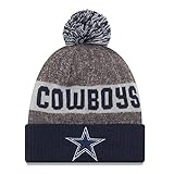 New Era Knit Dallas Cowboys Blue On Field Sideline Winter Stocking Beanie Pom Hat Cap 2015
