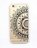 iPhone 6 Plus Case,iPhone 6s Plus Case,LUOLNH Henna Mandala Half Totem Flower Hard Plastic Clear Case Skin Cover for Apple iPhone 6/6S Plus (5.5)inch(Black)