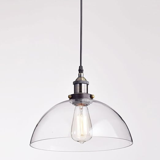 Claxy Modern Vintage Industrial Dome Glass Pendant Light Amazon