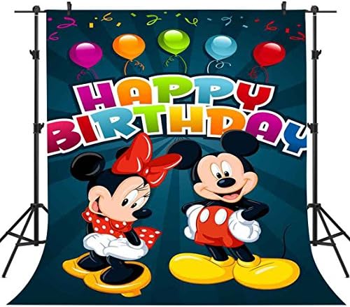 FHZON 5x7ft Anime Characters Backdrop Balloons Ribbons Happy Birthday Photography Background Themed Party YouTube Backdrop Photo Booth Studio Props TMFH005