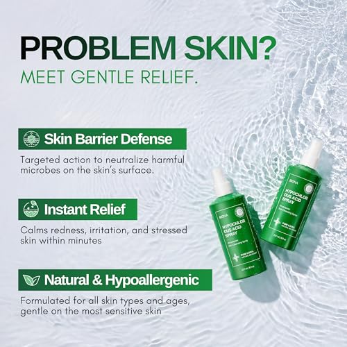 BIONA Pure Hypochlorous Acid Spray 0.018%, pH-Balanced for Face & Skin | Calming, Soothing Natural Cleanser for Acne-Prone Skin, Eczema, Irritation, Redness, Baby Rashes, Eyelid & Lash Care | Safe for All Ages & All Skin Types - 8oz/236ml