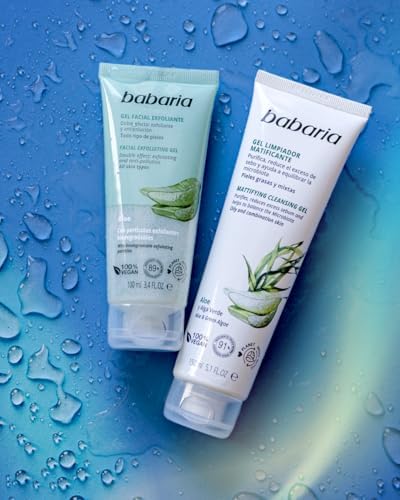 - Esfoliante facial com Aloe Vera 100ml, remove células mortas e impurezas | Gel de limpeza facial com partículas esfoliantes biodegradáveis | Limpadores Faciais 100% Vegan