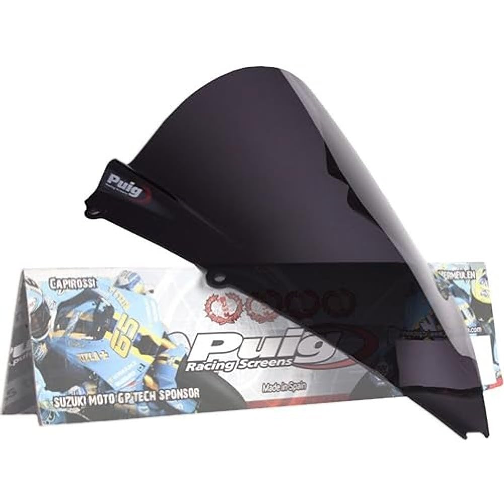 Puig 4945F Z-Racing aerodynamic and sporty windscreen made of 3 mm acrylic with double height and side channels that improve protection and stability, Dark smoked