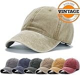 Unisex Vintage Washed Distressed Baseball Cap Twill Adjustable Dad Hat,B-khaki,One Size