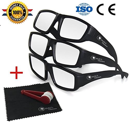 Plastic Solar Eclipse Glasses |CE and ISO Tested / Carry Case | Adult Size | Cool Style and Look | CE and ISO Tested | Safe Solar Viewing – 3 Pack (3 Glasses and 1 Cleaning Cloth + Brush)