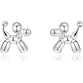 Aloluo Tiny Balloon Dog Stud Earrings for Women Hypoallergenic Cute Push Back Small Studs Cartilage Tragus Post Dainty Minimalist Pet Animal Piercing Earring Birthday Jewelry Gifts