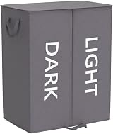 Lifewit 136L Double Laundry Basket with Lids 2 Compartments Grey view 4