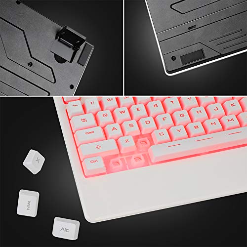 BlueFinger Gaming Keyboard and Mouse,LED Backlit Keyboard and Mouse Combo,USB Wired Keyboard with Ergonomic Wrist Rest for Game and Work - Keyboard Mouse Mouse Pad Set (White) - Thumbnail 5