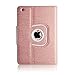 Thankscase Case for iPad Mini 4, Rotating Case Cover for Ipad Mini 4 with Wallet and Pocket with Hand Strap with Auto Sleep/Wake Function for iPad Mini 4 (Rose Gold 2)
