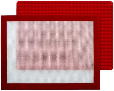 VIRTUALMART- Silicone Baking Mat and Thick BBQ Pyramid sheet pan-Set of 2-Professional Grade Heat Resistant Bakeware Sheets-Food huggers-Easy to Clean-Oven Cooking-Size:40x30cm and Pyramid mat 39x28cm