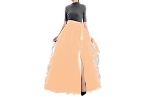Qmker Women's Long Tutu Tulle Skirt A Line Floor Length Black Special Occasion Night Out fold Skirt
