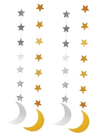 Silver Crescent Moon Hanging Eid Islamic Muslim Holiday Decoration