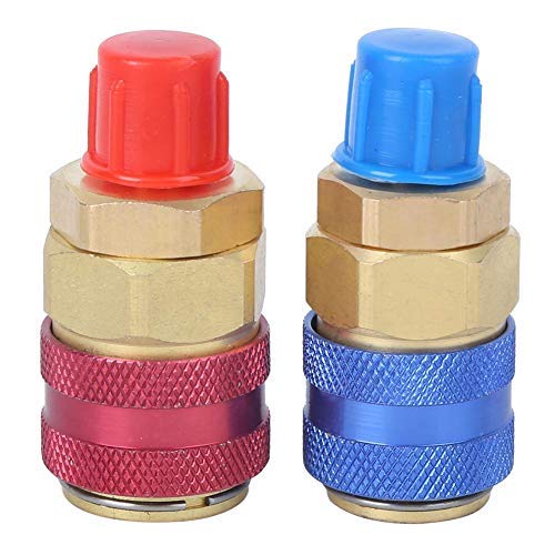 Fdit R134A Quick Coupler Connector Adapter Air Condition Adjustable Connector Brass Adapter Red Blue