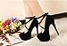 LongSale Womens Matte Lace Up Knee High Platform Pumps Shoes 40 Black