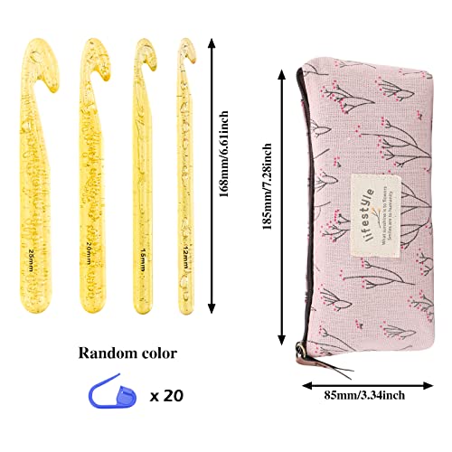 BENBO Huge Crochet Hook Set, 4 Sizes Extra Large Crochet Hook Needles