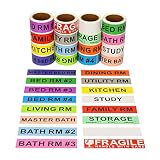 960 Count Home Moving Color Coding Labels - 14 Different Living Spaces Packing Boxes Moving Stickers + 1 Roll Fragile Stickers + 1 Roll Blank Label for Customization - 16 Rolls Total, 60 Labels/Roll