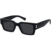Fozono Retro Square Sunglasses for Women Men Trendy 90s Chunky Rectangle Sun Glasses Black Shades UV400 Protection FZN804
